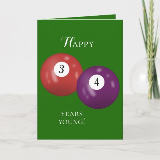 Biljartballen 34e verjaardag kaart (Voorkant)