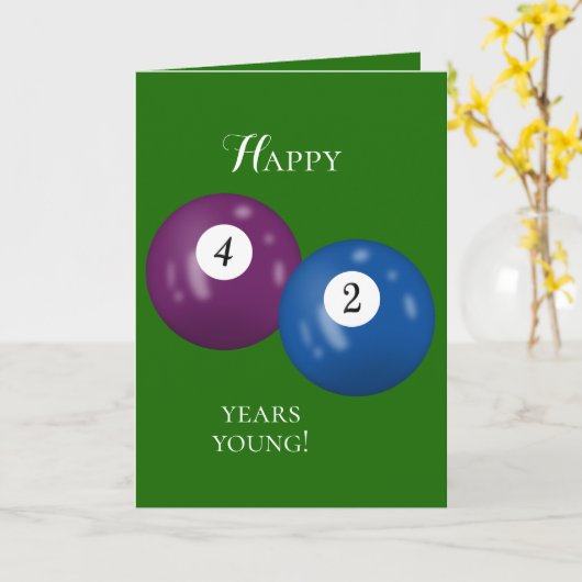 Biljartballen 42e verjaardag kaart (Gele Bloem)