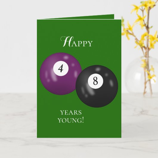 Biljartballen 48e verjaardag kaart (Gele Bloem)