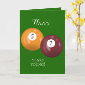 Biljartballen 57e verjaardag kaart (Gele Bloem)