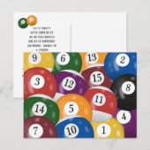 Biljartballen 65e verjaardagsfeestje ansichtkaart briefkaart (Voorkant / Achterkant)