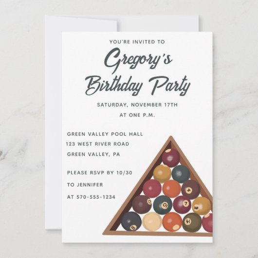 Biljartballen Custom Pool Table Thema Kaart (Voorkant)