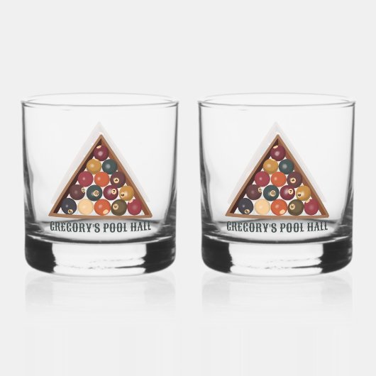  Biljartballen Custom Pool Table Thema Whisky Glas (Voorkant)