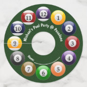 Biljartballen Glanzend Kleurrijk Zwembad Snooker G Wijnglaslabel (Voorkant)