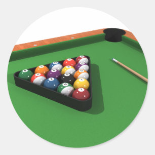 Biljartballen op groen vilten biljarttafel ronde sticker