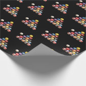 Biljartballen op zwart cadeaupapier (Hoek)