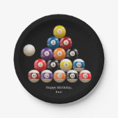 Biljartballen op zwart papieren bordje (Voorkant)