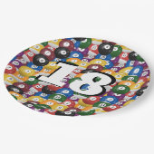 Biljartballen voor 18e verjaardag papieren bordje (Gekanteld)