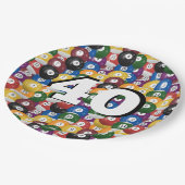 Biljartballen voor 40e verjaardag papieren bordje (Gekanteld)