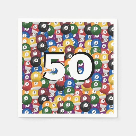 Biljartballen voor 50e verjaardag servet (Voorkant)