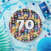 Biljartballen voor 70e verjaardag papieren bordje (Feest)