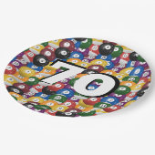 Biljartballen voor 70e verjaardag papieren bordje (Gekanteld)