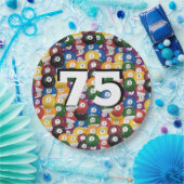 Biljartballen voor 75e verjaardag papieren bordje (Feest)