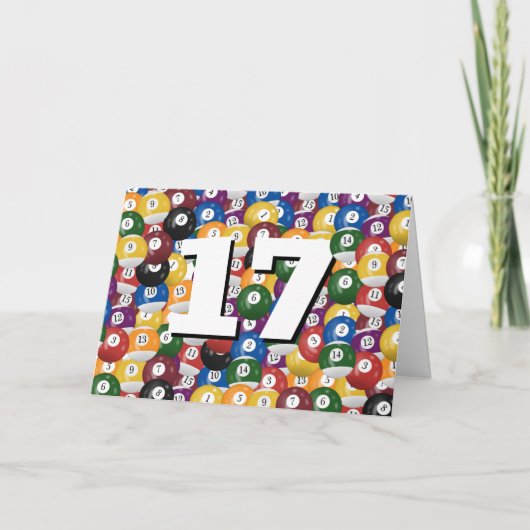 Biljartballen voor de 17e verjaardag kaart (Voorkant)