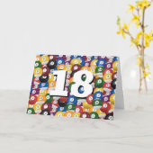 Biljartballen voor de 18e verjaardag kaart (Gele Bloem)