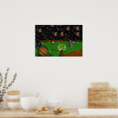 Biljarten in de ruimte poster (Keuken)