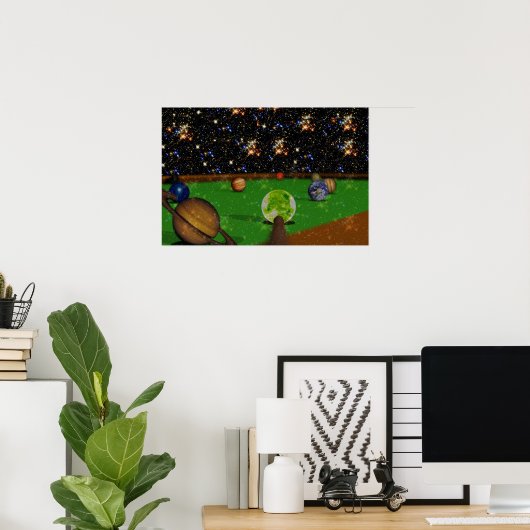 Biljarten in de ruimte poster (Thuiskantoor)
