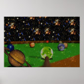 Biljarten in de ruimte poster (Voorkant)
