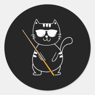 Biljartkat - Biljartspeler Billard 8-ball Pool Ronde Sticker