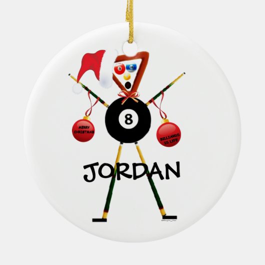 Biljartkerstfeest Keramisch Ornament (Achterkant)