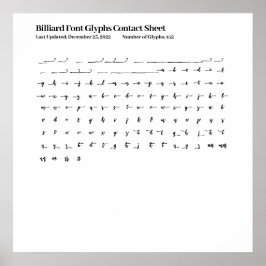 Biljartlettertype Glyphs Contactblad Poster