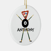 biljartspeler Cartoon Keramisch Ornament (Rechts)