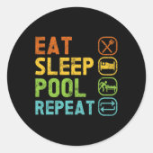 Biljartspeler Eet Slaapzwembad Herhaal Pool Snooke Ronde Sticker (Voorkant)