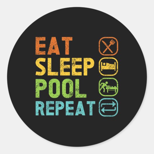 Biljartspeler Eet Slaapzwembad Herhaal Pool Snooke Ronde Sticker (Voorkant)
