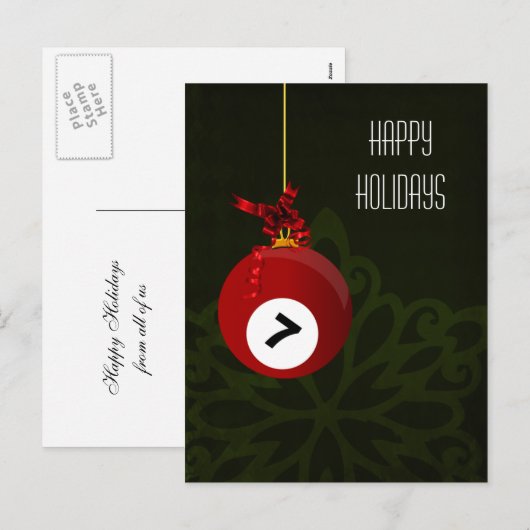 biljartspeler Kerst Kaarten Feestdagenkaart (Voorkant / Achterkant)