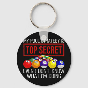 Biljartspeler Mijn zwembadstrategie is top secret Sleutelhanger