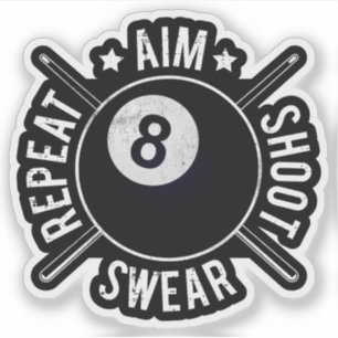 Biljartspeler Richt Schiet Herhaal 8 Bal Biljart Sticker