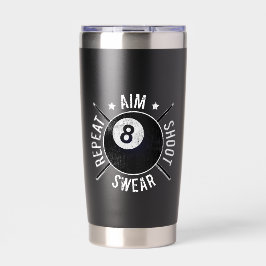 Biljartspeler Richt Schiet Herhaal 8 Ball Biljart Geïsoleerde Drinkbeker