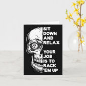 Biljartspeler Schedel Skelet Biljart Tafelrace Kaart (Gele Bloem)