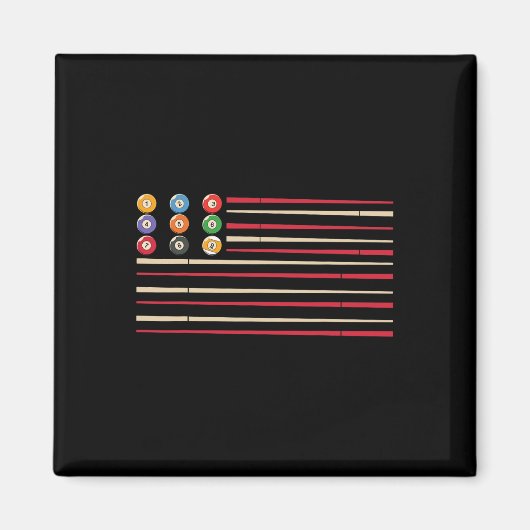 Biljartspeler US Flag Pool Snooker Magneet (Voorkant)