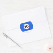 Biljartstrepen Blauwe Bal 10 Ronde Sticker (Envelop)