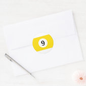 Biljartstrepen Gele Bal 9 Ronde Sticker (Envelop)