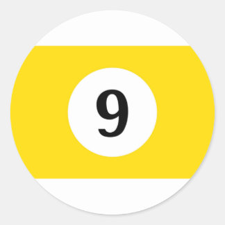 Biljartstrepen Gele Bal 9 Ronde Sticker