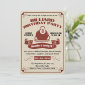  biljartverjaardagsfeestje uitnodigen zwembad them kaart (Staand voorkant)