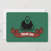 Biljartverjaardagsfeestje zwembad thema aangepaste kaart (Achterkant)