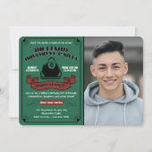 Biljartverjaardagsfeestje zwembad thema aangepaste kaart (Voorkant)