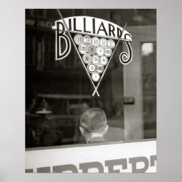 Biljartzaal, 1938. Oude foto Poster