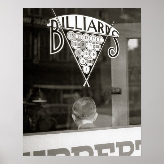 Biljartzaal, 1938. Oude foto Poster (Voorkant)