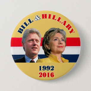Bill 1992 & Hillary 2016 Ronde Button 7,6 Cm