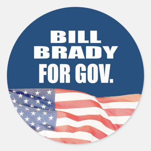 BILL BRADY VOOR GOUVERNEUR RONDE STICKER (Voorkant)