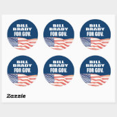 BILL BRADY VOOR GOUVERNEUR RONDE STICKER (Vel)