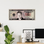 Bill Clinton $3 Bill Poster (Thuiskantoor)