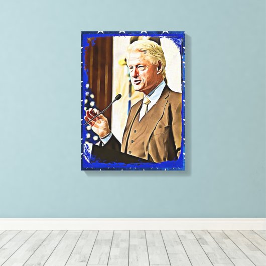 Bill Clinton 42e President Keepsake Canvas Art Afdruk (Insitu (Houten vloer))