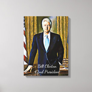 Bill Clinton 42e President Keepsake Canvas Art Afdruk