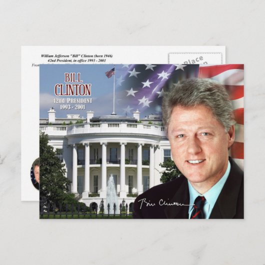 Bill Clinton - 42e President van de VS Briefkaart (Voorkant / Achterkant)