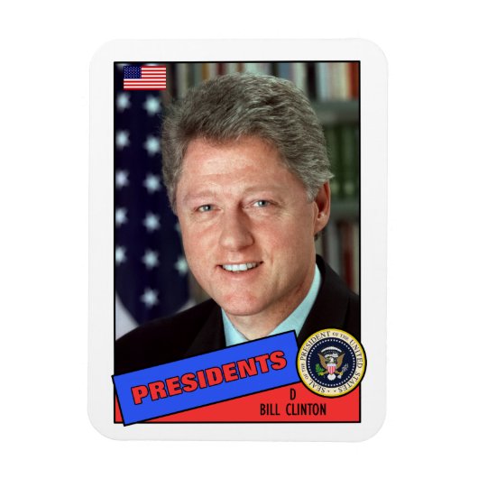 Bill Clinton Baseball Card Magneet (Verticaal)